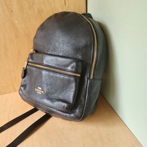 coach black leather backpack mens Coach (C2934) Graham Large Men's Smooth Black Leather Backpack Shoulder  Bookbag